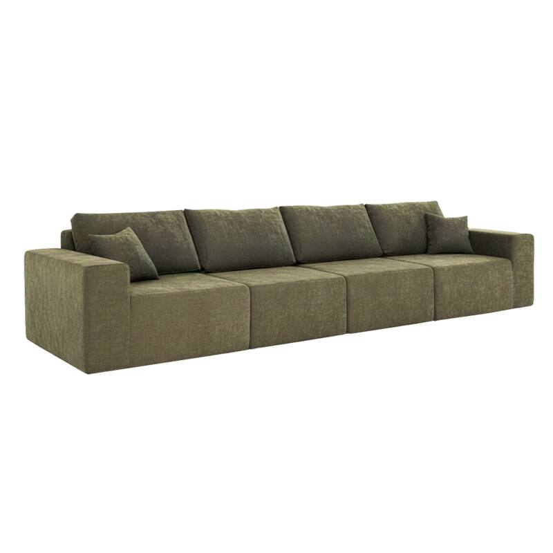 Canapé 4 places en tissu avec coussins