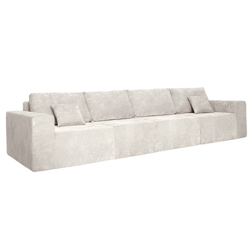 Canapé 4 places en tissu avec coussins
