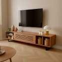 Meuble TV noir et effet bois 160 cm