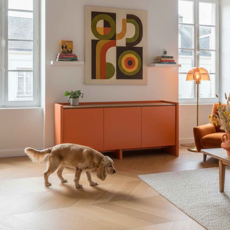 Meuble TV coloré 120 cm rétro | Oviala