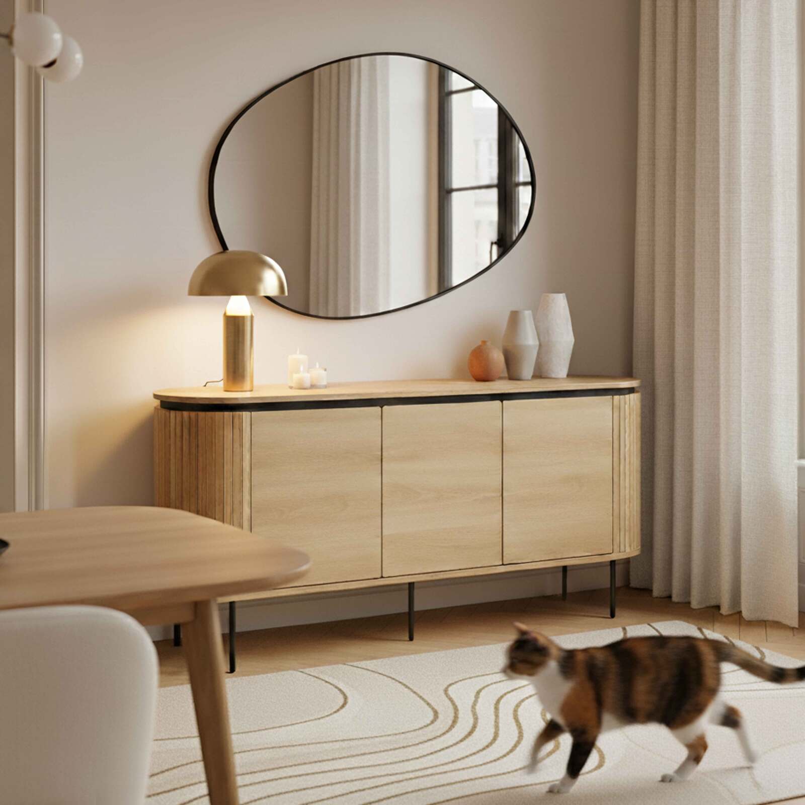 Buffet effet bois 3 portes 160 cm