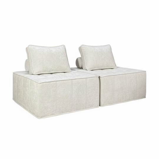 Canapé modulable 2 places en tissu avec coussins | Oviala