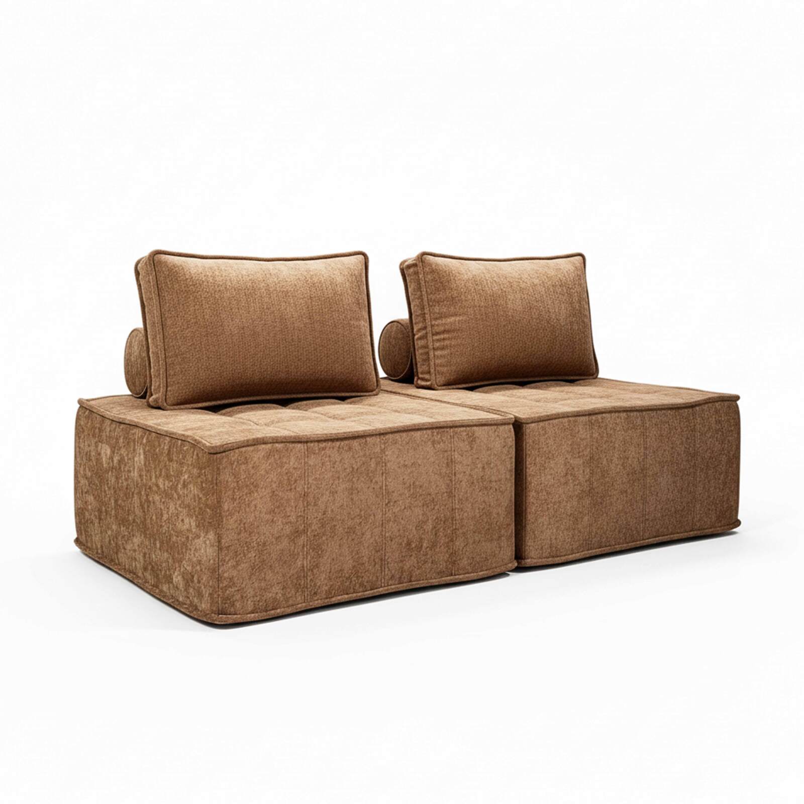 Canapé modulable 2 places en tissu avec coussins 