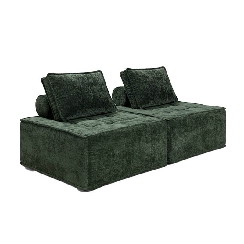 Canapé modulable 2 places en tissu avec coussins 