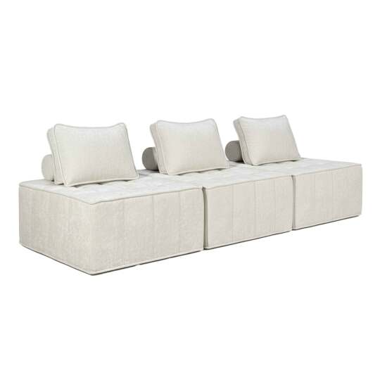 Canapé modulable 3 places en tissu avec coussins | Oviala