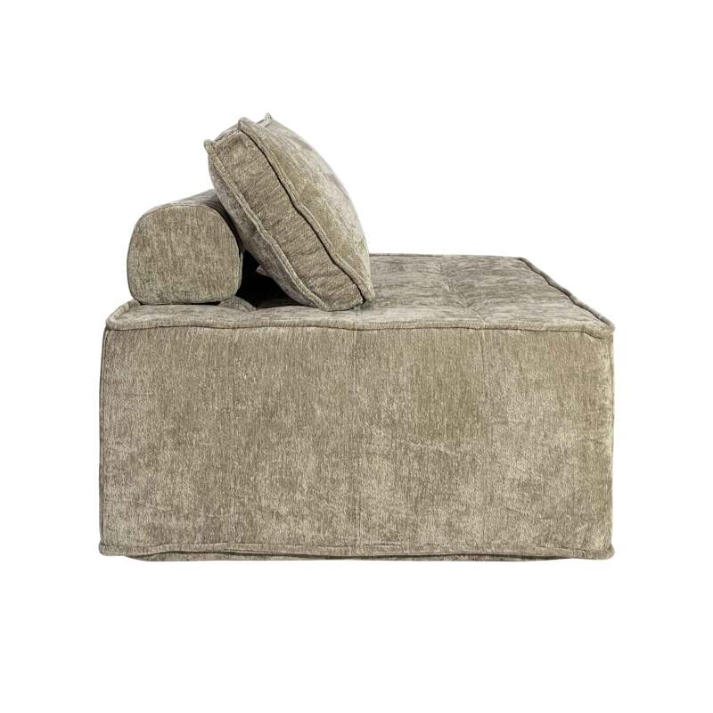 Canapé modulable 3 places en tissu avec coussins