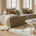 Canapé modulable 2 places en tissu avec coussins 