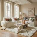 Canapé modulable 3 places en tissu avec coussins 