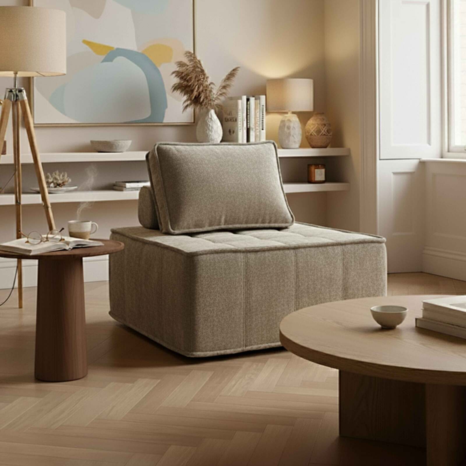 Fauteuil en tissu pour canapé modulable avec coussin