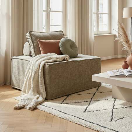 Fauteuil en tissu pour canapé modulable avec coussin (5/6)