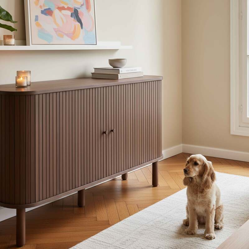 Buffet effet bois 2 portes 140 cm style bohème