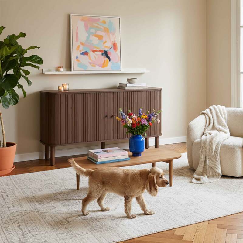 Buffet effet bois 2 portes 140 cm style bohème