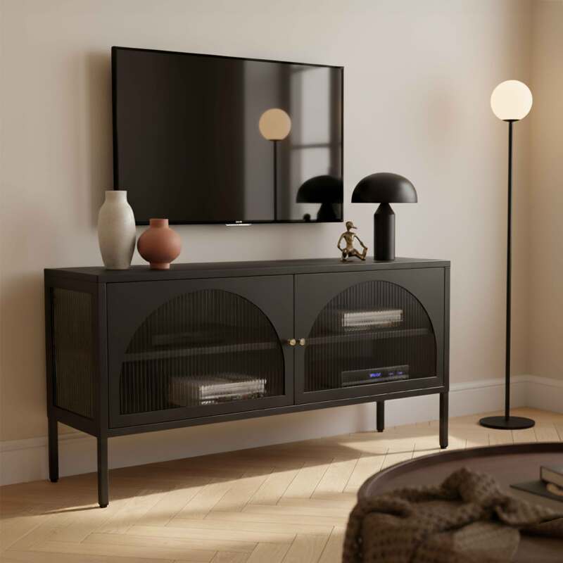 Meuble TV 115 cm en métal style moderne