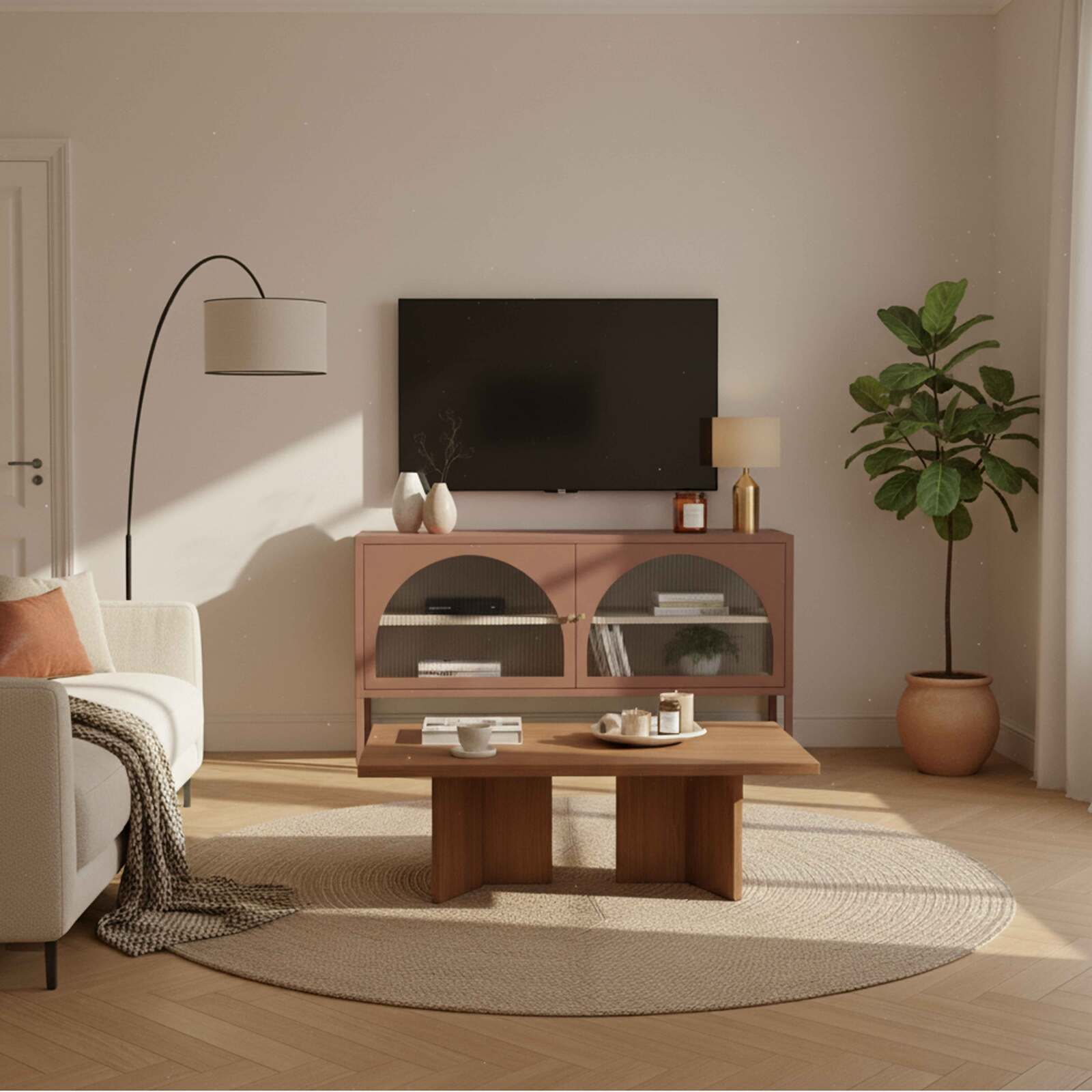 Meuble TV 115 cm en métal style moderne