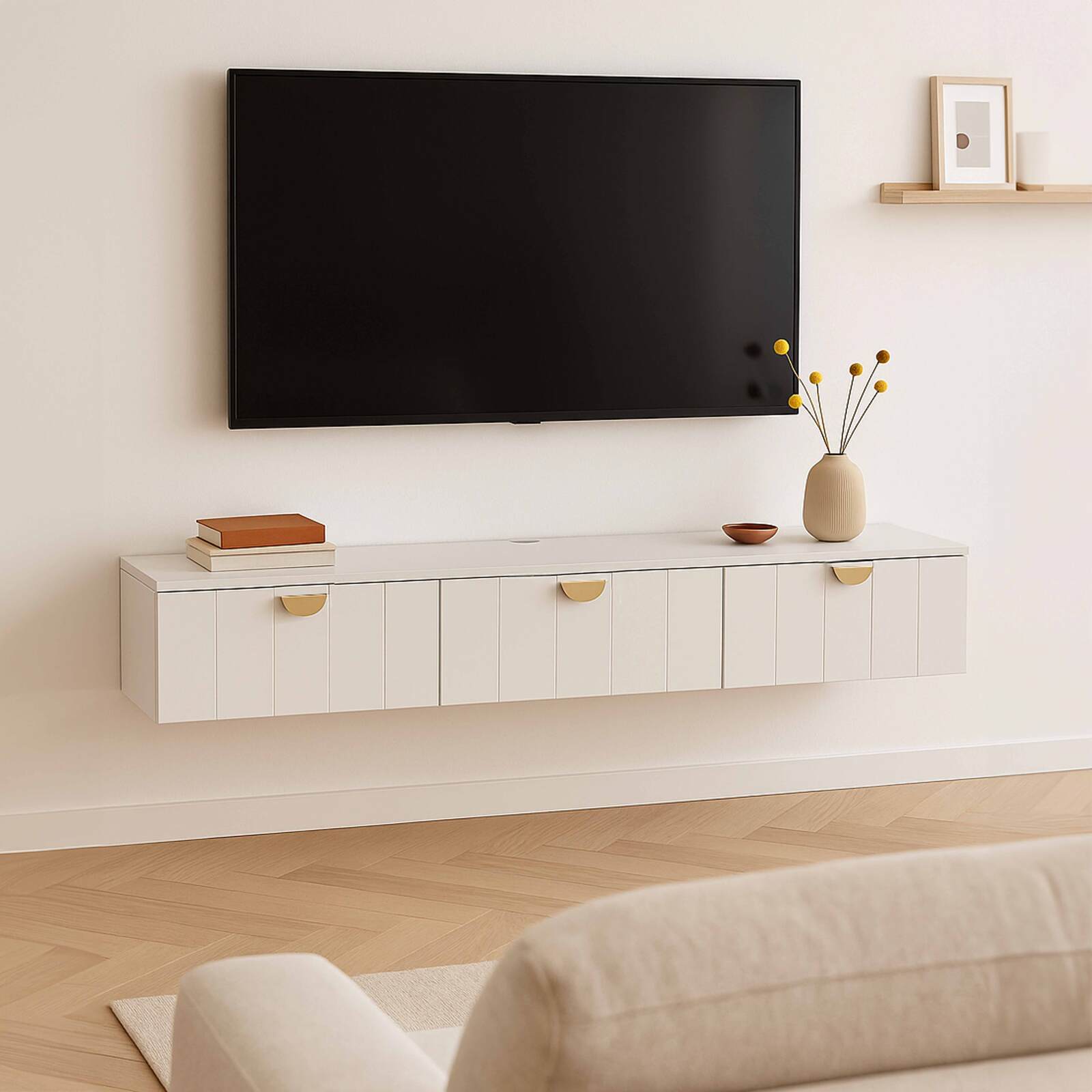 Meuble TV suspendu 200 cm style moderne