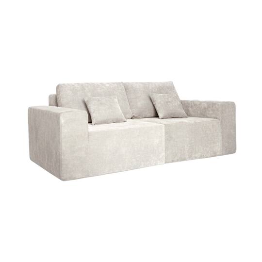 Canapé modulable 2 places en tissu avec coussins | Oviala