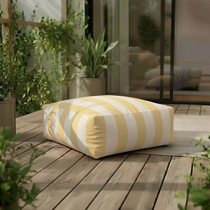 Pouf rayé pour salon de jardin modulable
