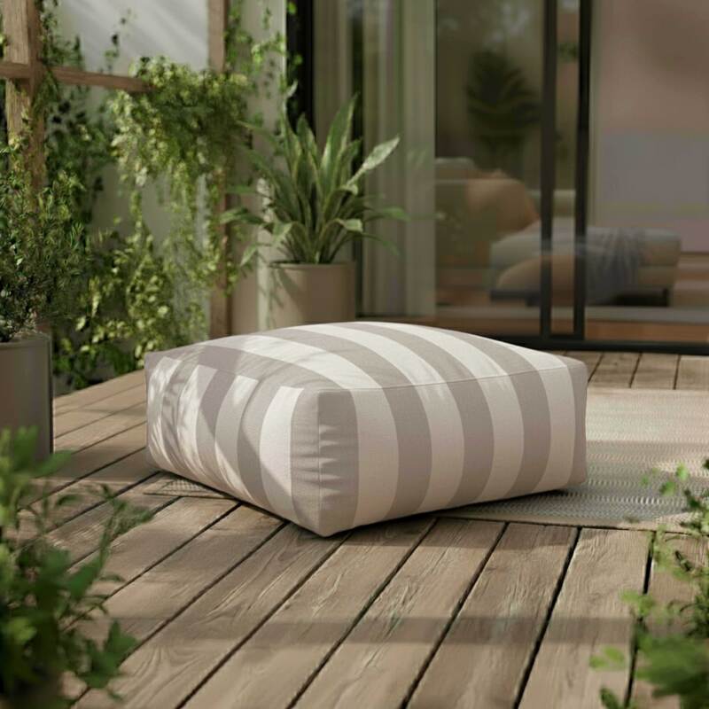 Pouf rayé pour salon de jardin modulable