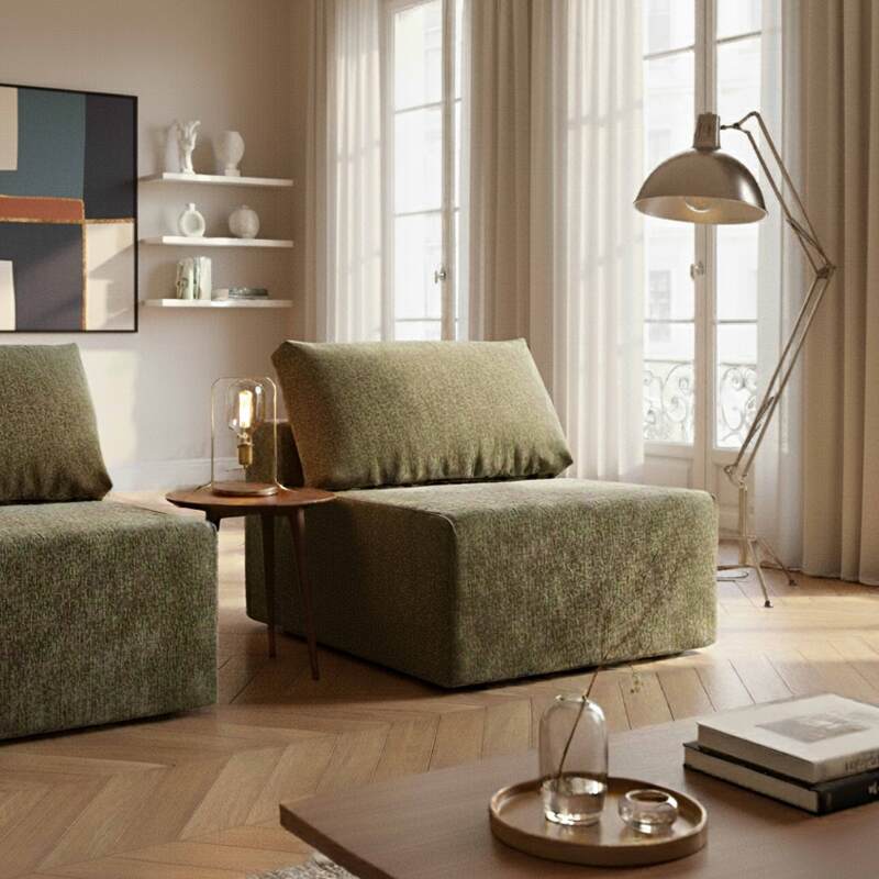 Fauteuil en tissu pour canapé modulable avec coussin