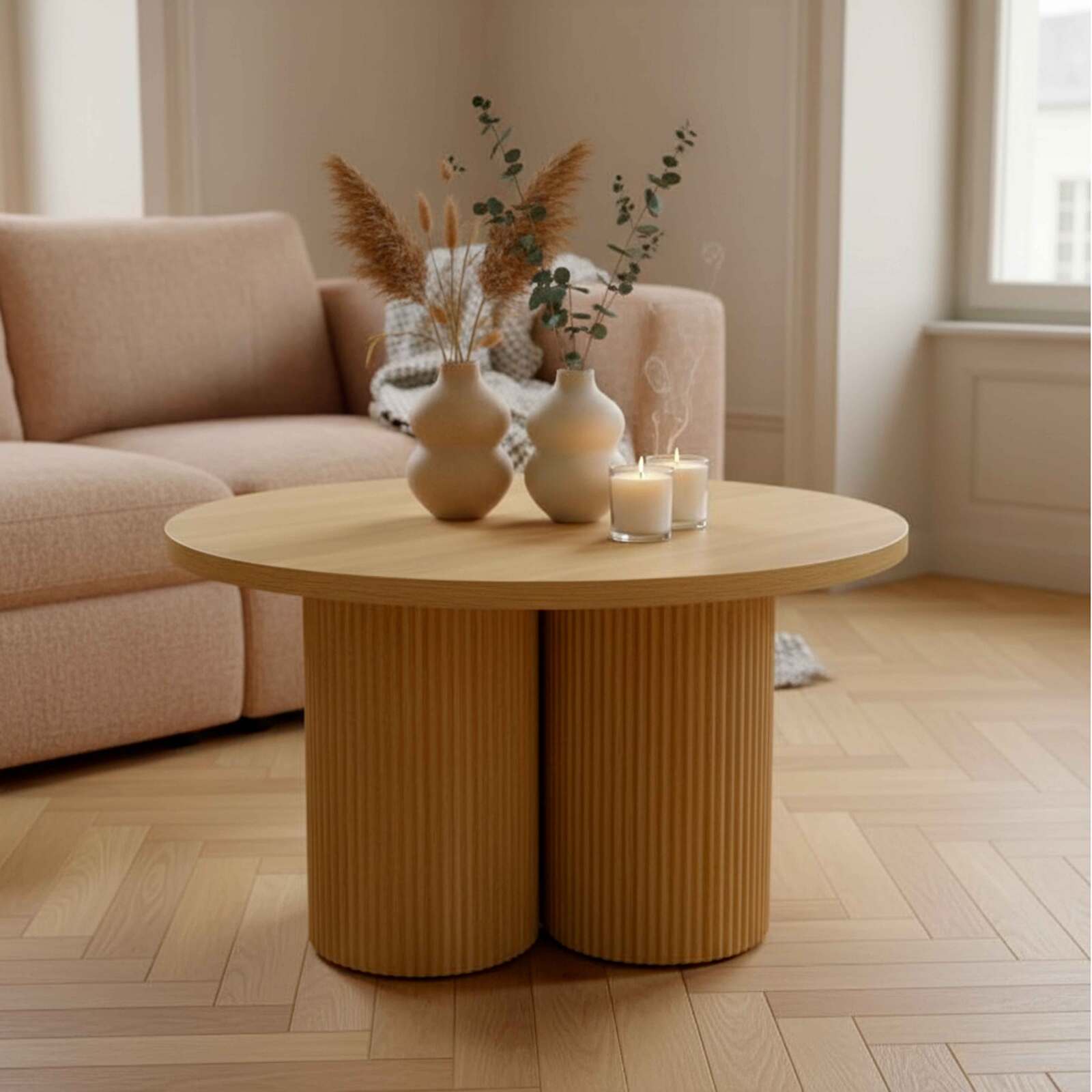 Table basse effet bois ronde Ø80 x 45 cm   