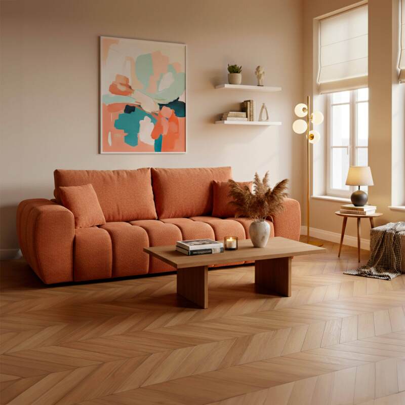 Canapé 3 places en tissu avec coussins (2/9)