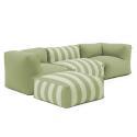 Salon de jardin modulable rayé 4 places avec 1 chauffeuse, 2 fauteuils d'angle et 1 pouf