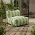 Salon de jardin modulable rayé 4 places avec 1 chauffeuse, 2 fauteuils d'angle et 1 pouf