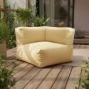 Salon de jardin modulable rayé 4 places avec 1 chauffeuse, 2 fauteuils d'angle et 1 pouf