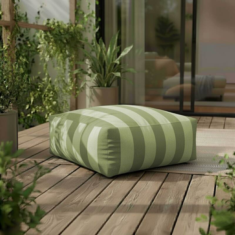 Salon de jardin modulable rayé 4 places avec 1 chauffeuse, 2 fauteuils d'angle et 1 pouf