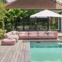 Salon de jardin modulable 8 places avec 5 chauffeuses, 2 fauteuils d'angle et 1 pouf