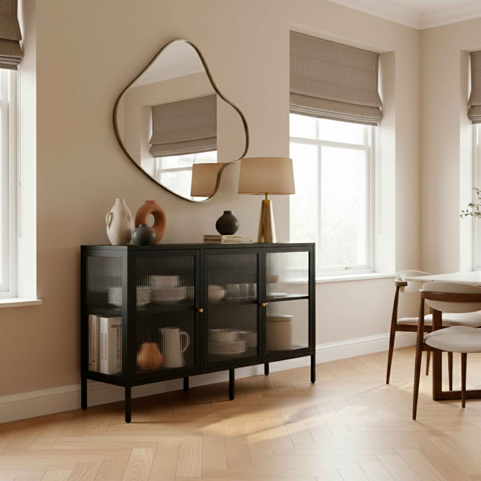 Buffet en métal 3 portes 140 cm