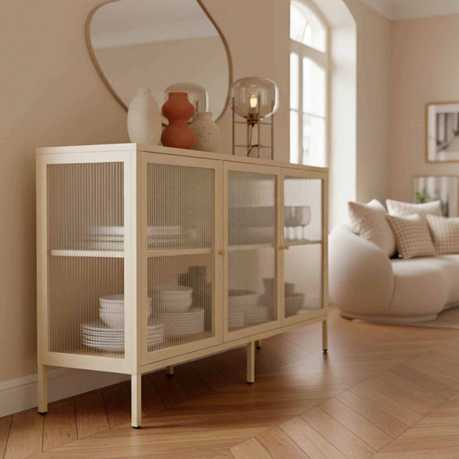 Buffet en métal 3 portes 140 cm