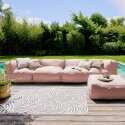Salon de jardin modulable 5 places avec 2 chauffeuses, 2 fauteuils d'angle et 1 pouf