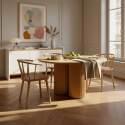 Table à manger ronde effet bois 4 personnes