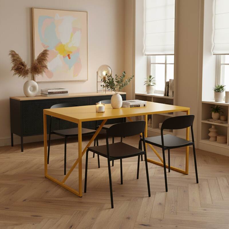 Table à manger en métal 4 personnes