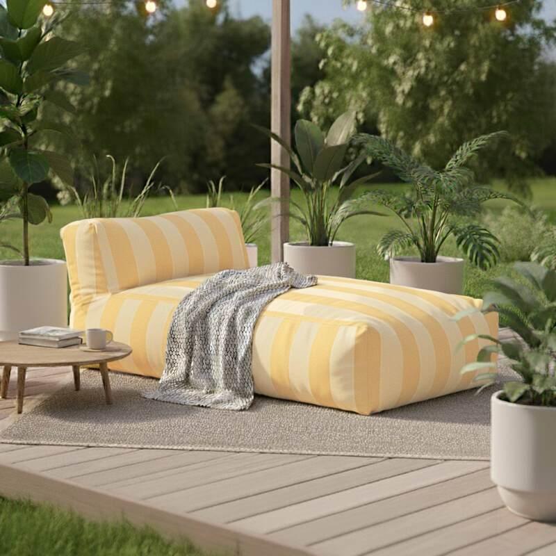 Méridienne modulable rayé pour salon de jardin 