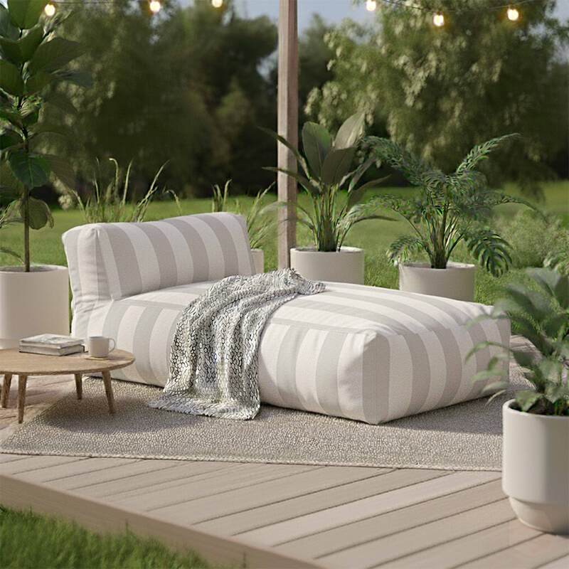 Méridienne modulable rayé pour salon de jardin 