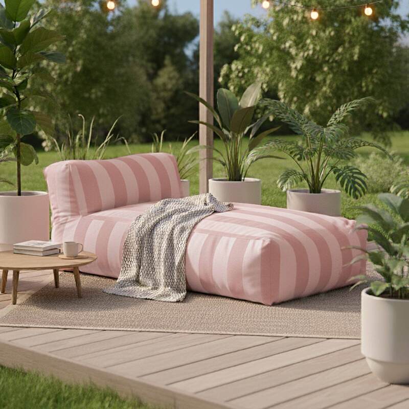 Méridienne modulable rayé pour salon de jardin 