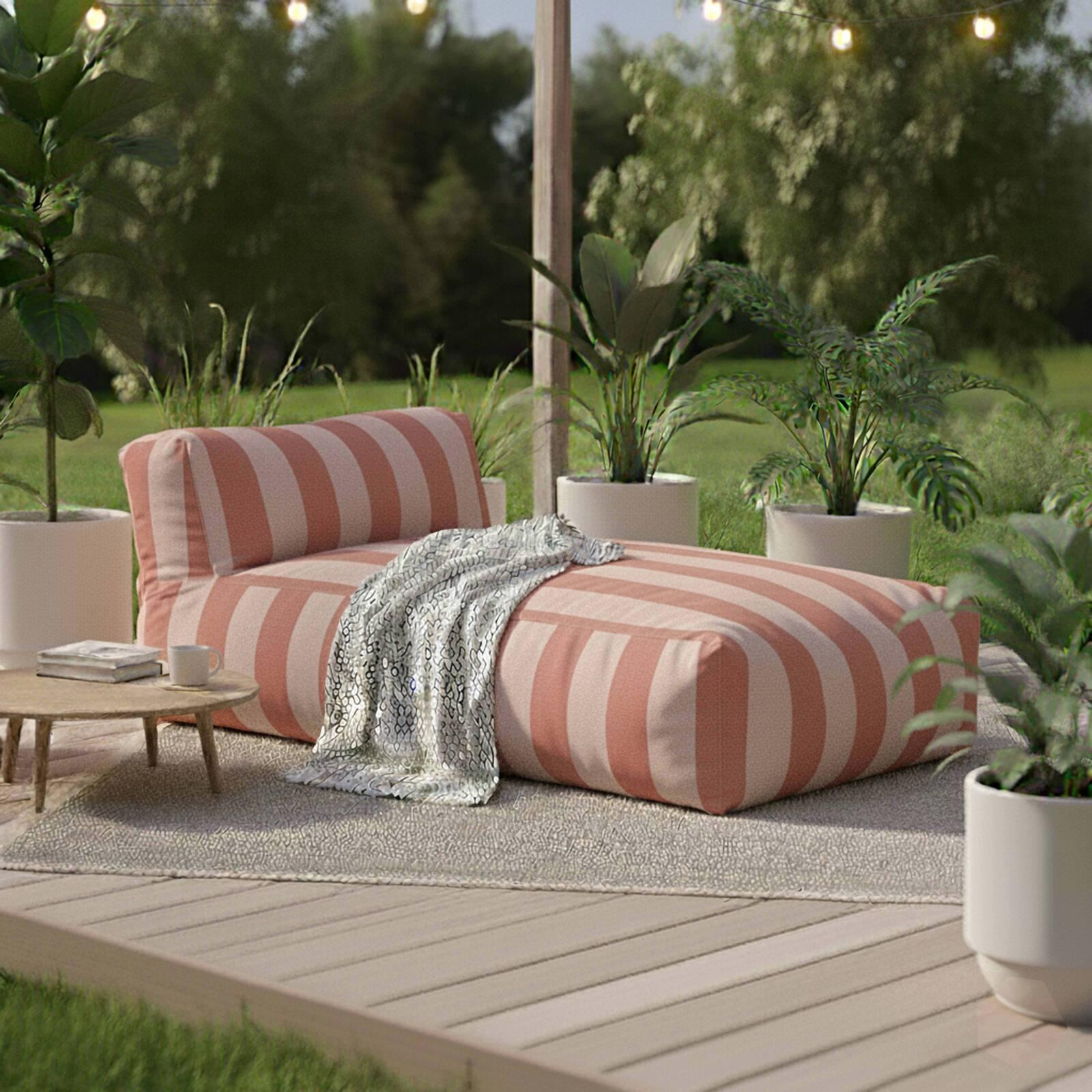 Méridienne modulable rayé pour salon de jardin 