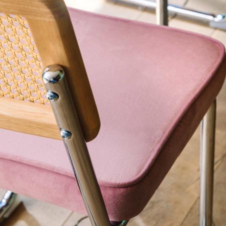 Chaises en velours et métal avec dossier bois esprit cannage - Lot de 2 (3/7)