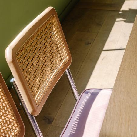 Chaises en velours et métal avec dossier bois esprit cannage - Lot de 2 (4/7)