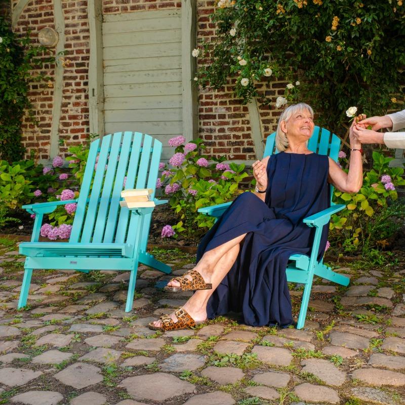 Lot de 2 fauteuils relax pliant inclinable 3 positions en bois d'eucalyptus FSC®