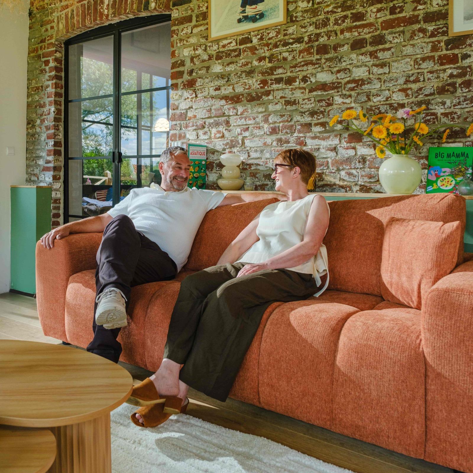 Canapé 3 places en tissu avec coussins