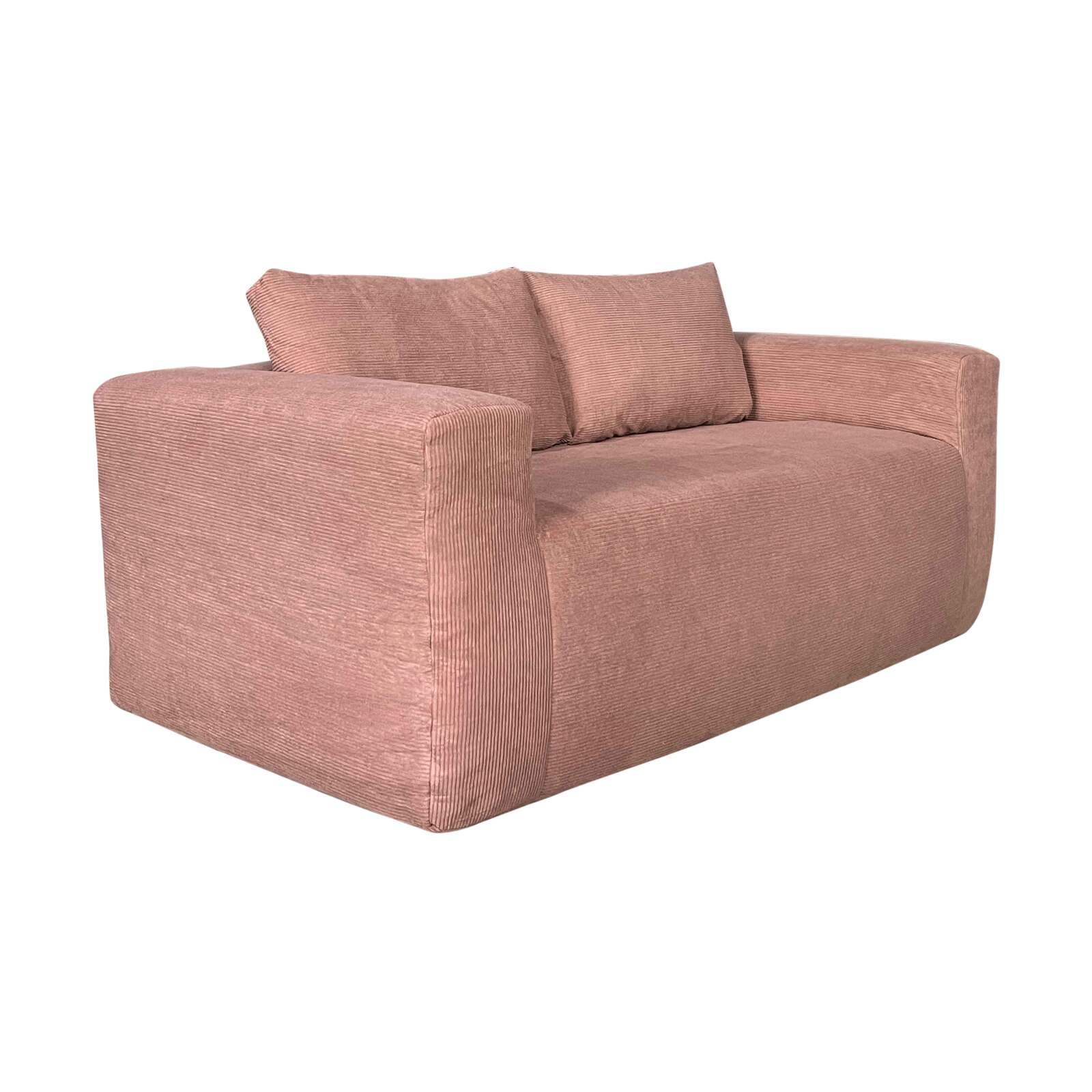 Canapé 2 places en tissu côtelé avec coussins