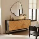 Buffet noir et bois décor chêne FSC® 3 portes 160 cm style bohème
