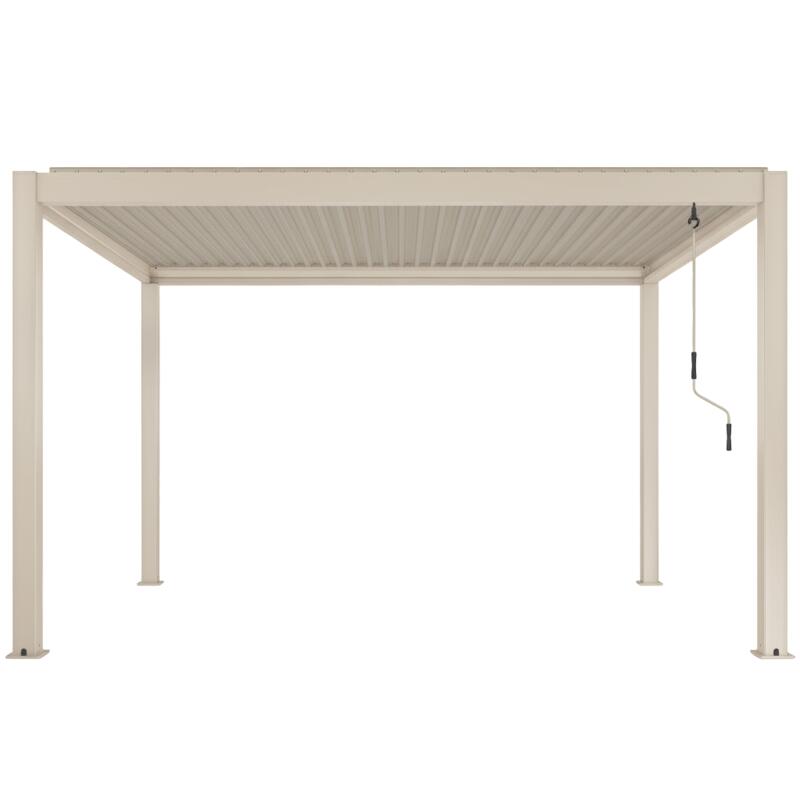 Pergola bioclimatique 4x3 m autoportée manuelle en aluminium crème
