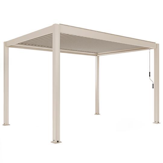 Pergola bioclimatique 4x3 m autoportée manuelle en aluminium crème