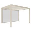 Pergola bioclimatique 4x3 m autoportée motorisée en aluminium crème avec éclairage LED et avec store