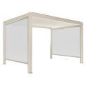 Pergola bioclimatique 4x3 m autoportée motorisée en aluminium crème avec éclairage LED et avec store