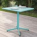Table de jardin carrée inclinable en métal 4 personnes 70x70 cm